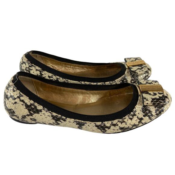 Kate Spade New York Tock Bow Snakeskin Flats Size 6M - Picture 1 of 6
